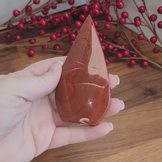Red Jasper Crystal Teardrop: EMBER Free Form, 4" Tall