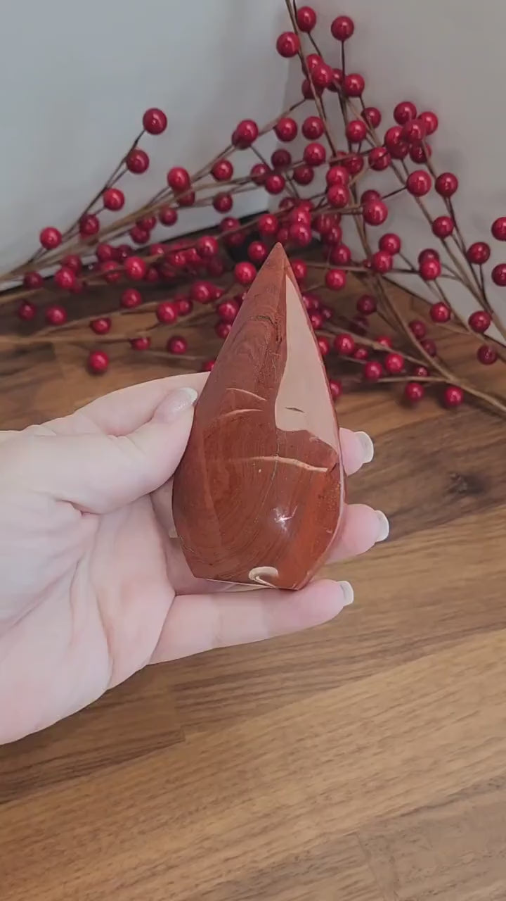 Red Jasper Crystal Teardrop: EMBER Free Form, 4" Tall
