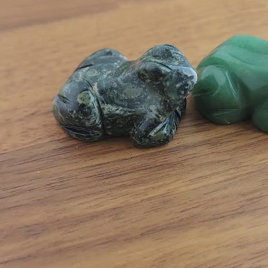Crystal Baby Frog Sculpture - Mixed Natural Stones, Mini Size