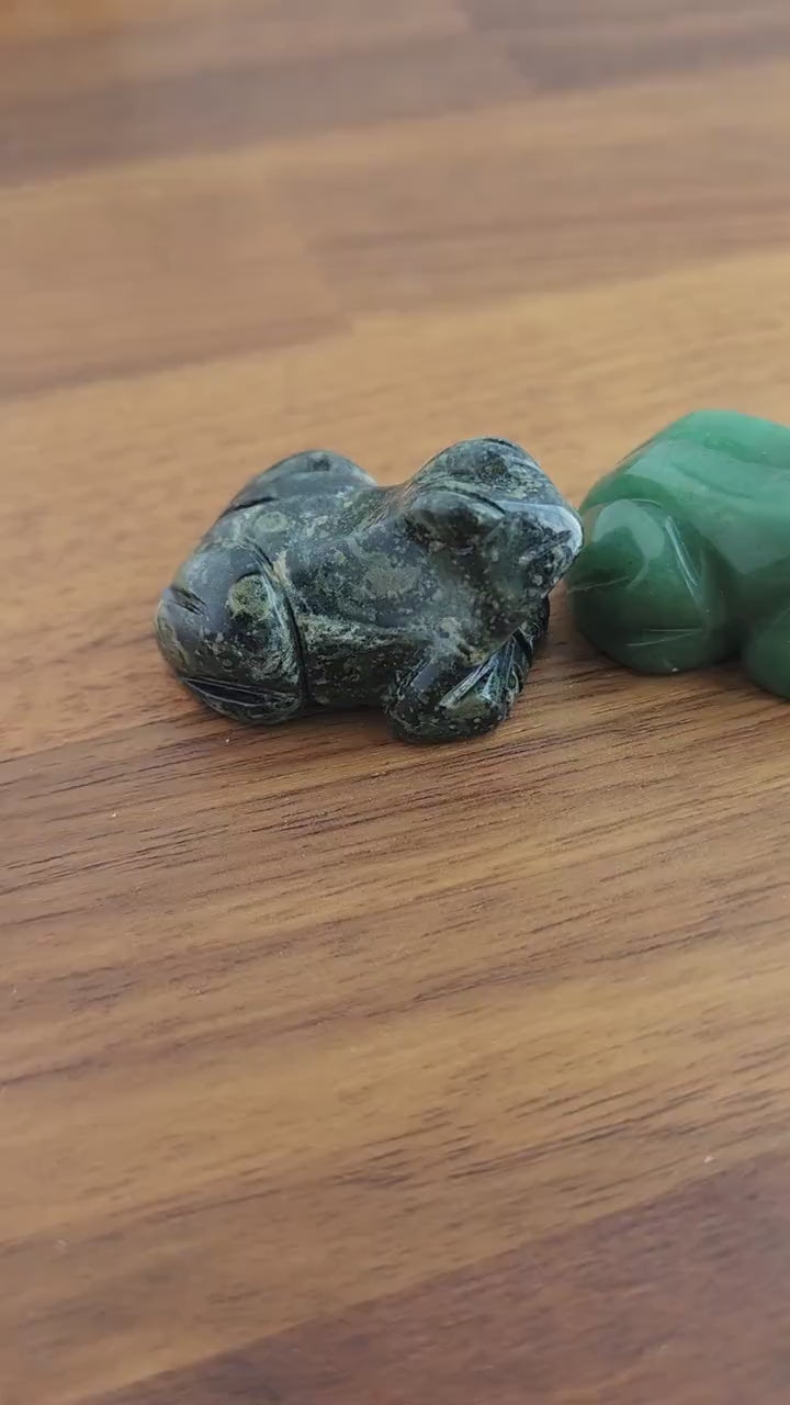 Crystal Baby Frog Sculpture - Mixed Natural Stones, Mini Size