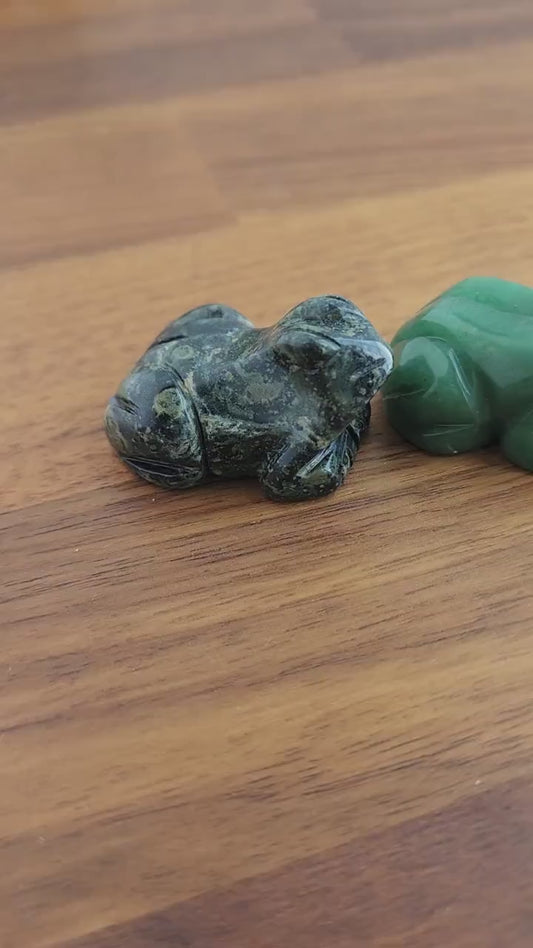 Crystal Baby Frog Sculpture - Mixed Natural Stones, Mini Size