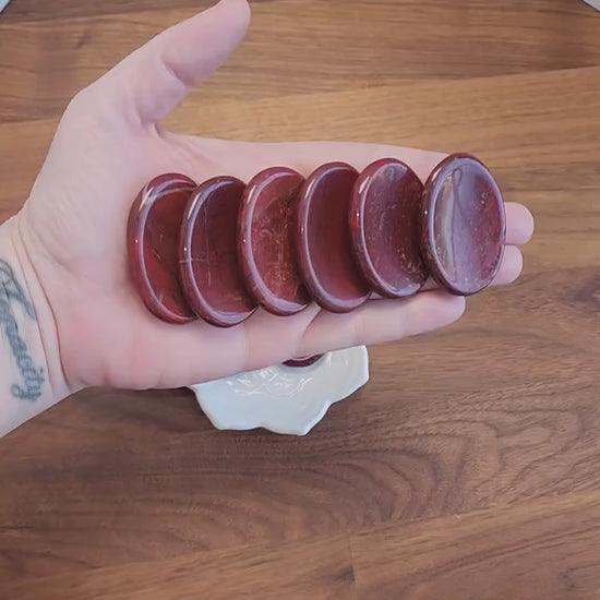 Red Sesame Jasper Worry Stone: ADHD Fidget Pocket Crystal