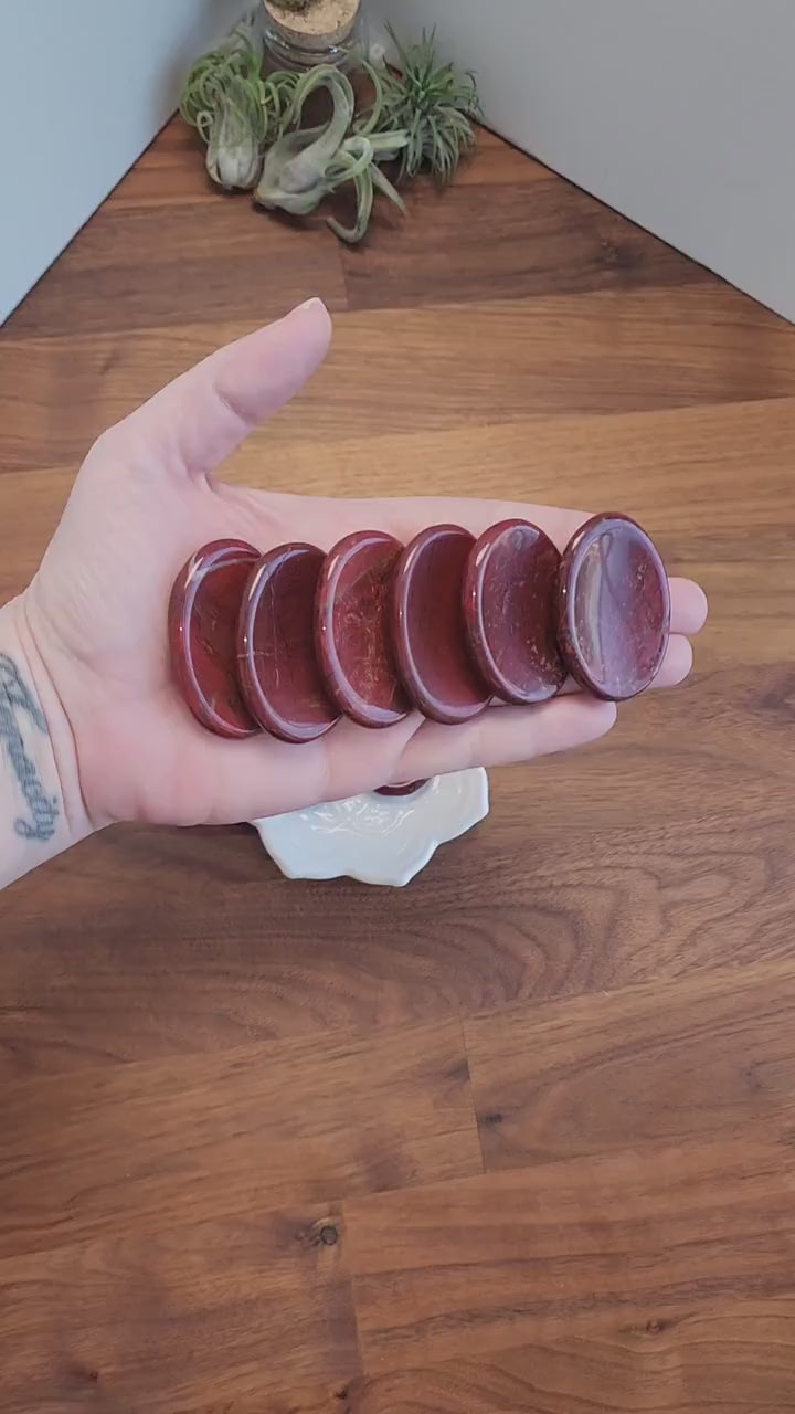 Red Sesame Jasper Worry Stone: ADHD Fidget Pocket Crystal