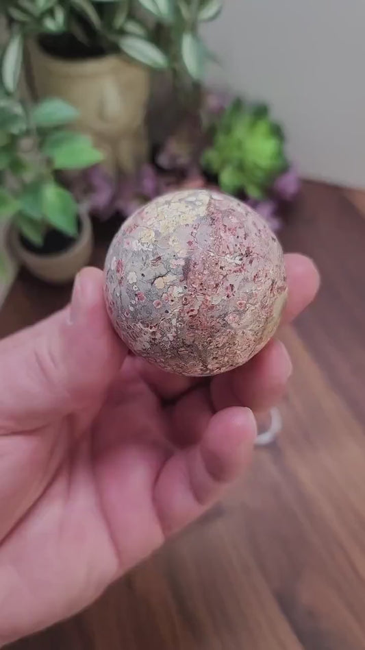 Leopardite Leopard Skin Jasper Sphere  | Pink and Green | Only 1 Available