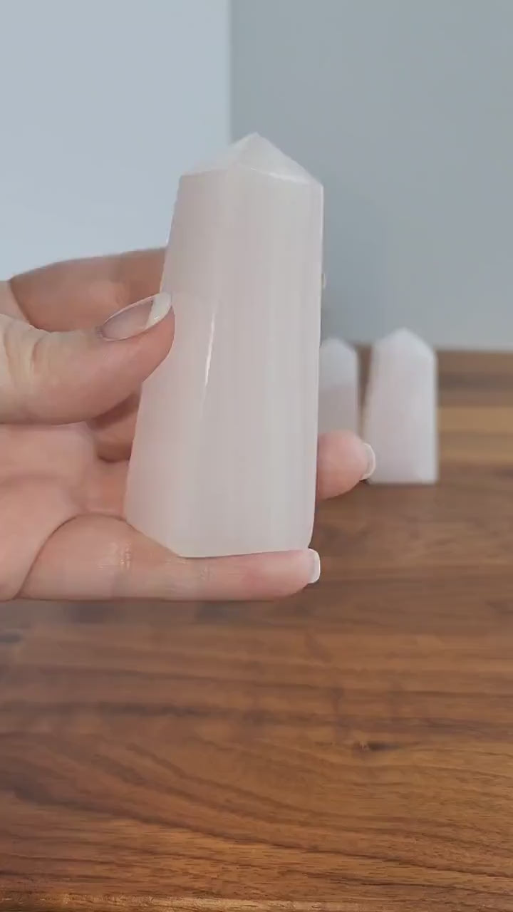 Pink Mangano Calcite Tower Point | Intuitively Chosen