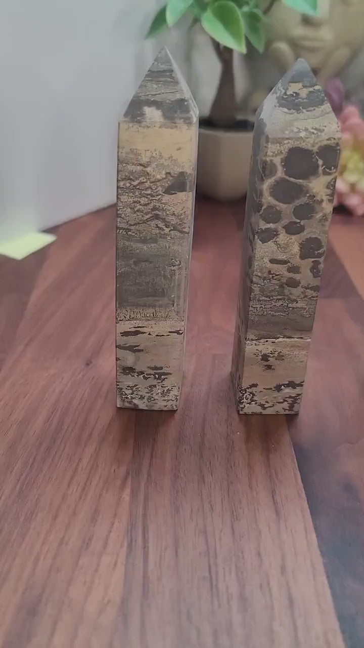 Picture Jasper Crystal Tower: Desert Scene Stone Point, Natural Home Decor (4.7")