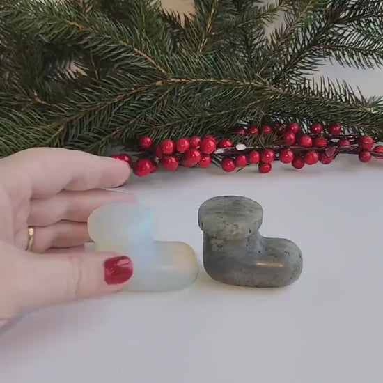 Crystal Christmas Stocking | Labradorite & Oplaite | Small | Holiday Crystals | Santa Boots |  | Choose Your Crystal