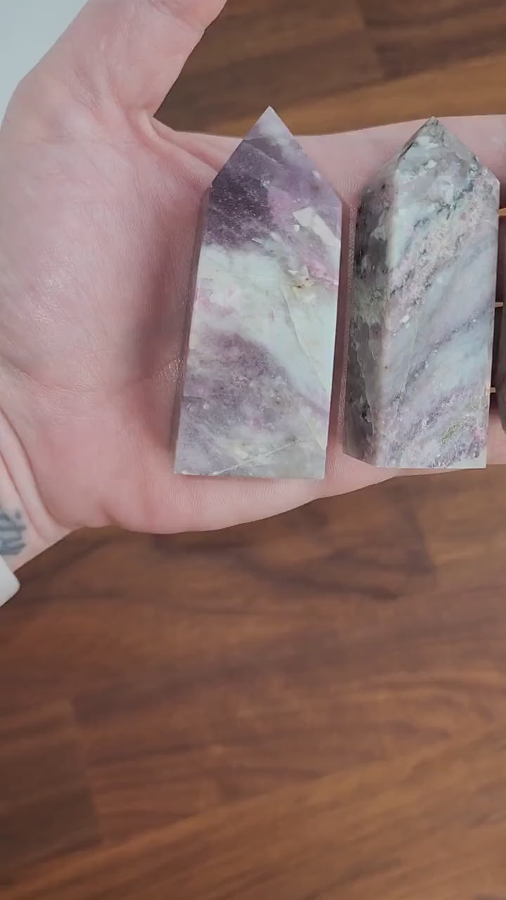 Unicorn Stone Towers | Pink Tourmaline, Smokey Quartz, Lepidolite | Intuitively Chosen