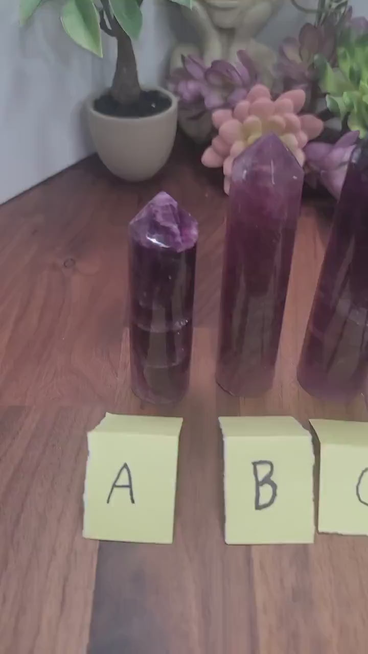 Fluorite Crystal Tower: Purple and Clear Stone (3-5 Inch Size)