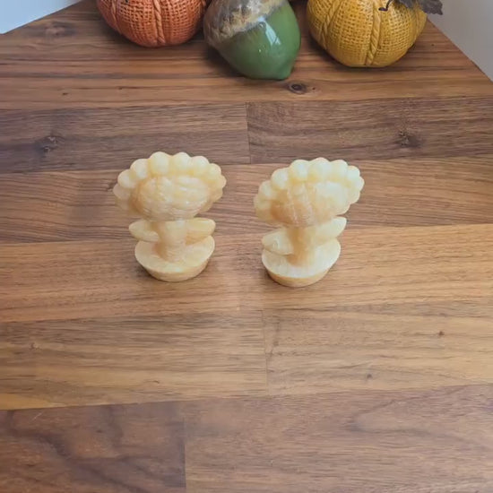 Yellow Calcite Sunflower: 3D Crystal Carving, Fall Decor