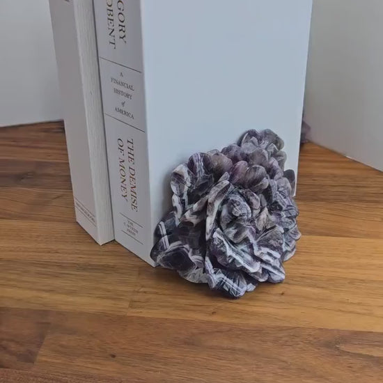 Chevron Amethyst Rose Bookend: Purple Crystal Statement Piece