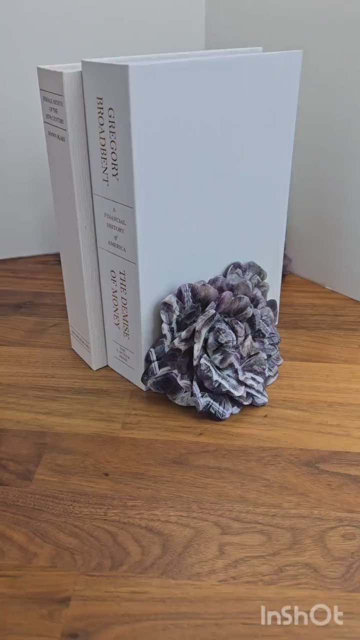 Chevron Amethyst Rose Bookend: Purple Crystal Statement Piece