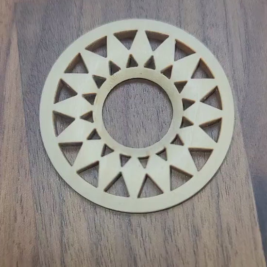 Wooden Crystal Sphere Stand, 16 Point Mandala Design (2 inch)