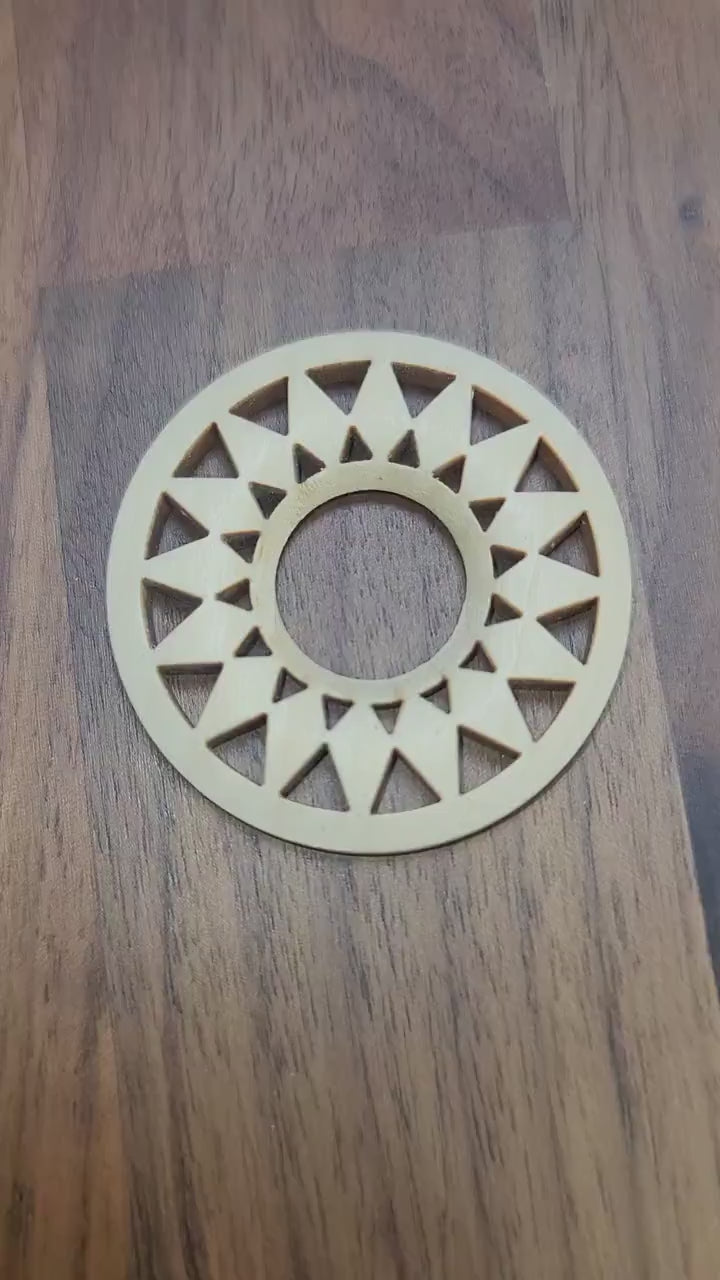 Wooden Crystal Sphere Stand, 16 Point Mandala Design (2 inch)