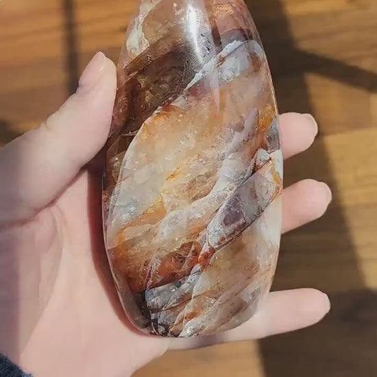 Fire Quartz Flame: Red Hematoid Crystal with Rainbows