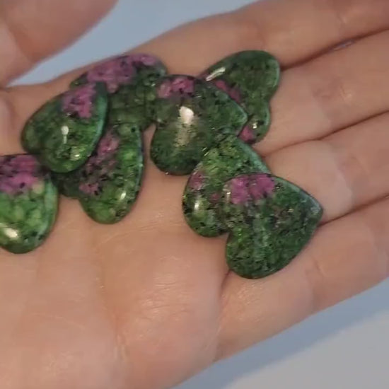 Ruby in Zoisite Crystal Heart: Magenta & Green Carving