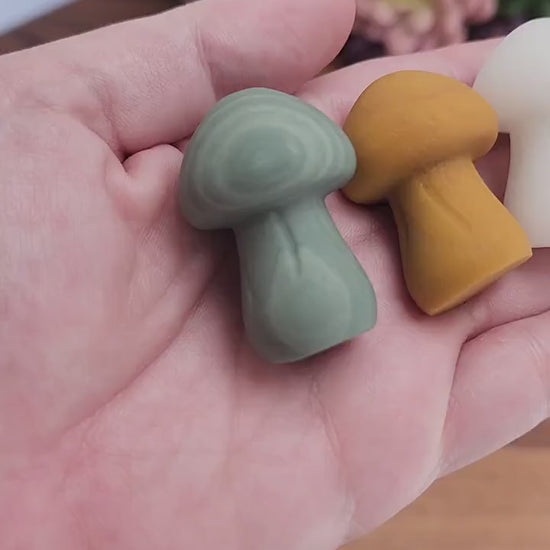 Chunky Crystal Mushroom: Obsidian, Jade, Fluorite, Yooperlite, Goldstone