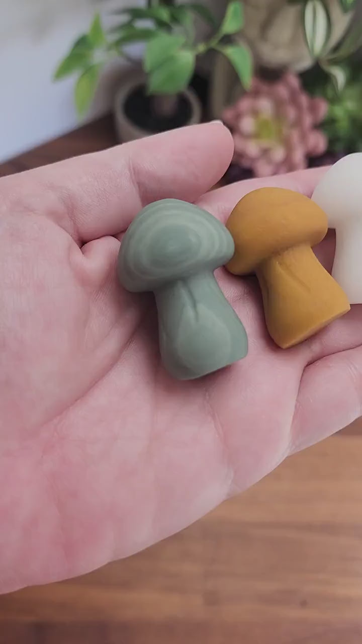 Chunky Crystal Mushroom: Obsidian, Jade, Fluorite, Yooperlite, Goldstone
