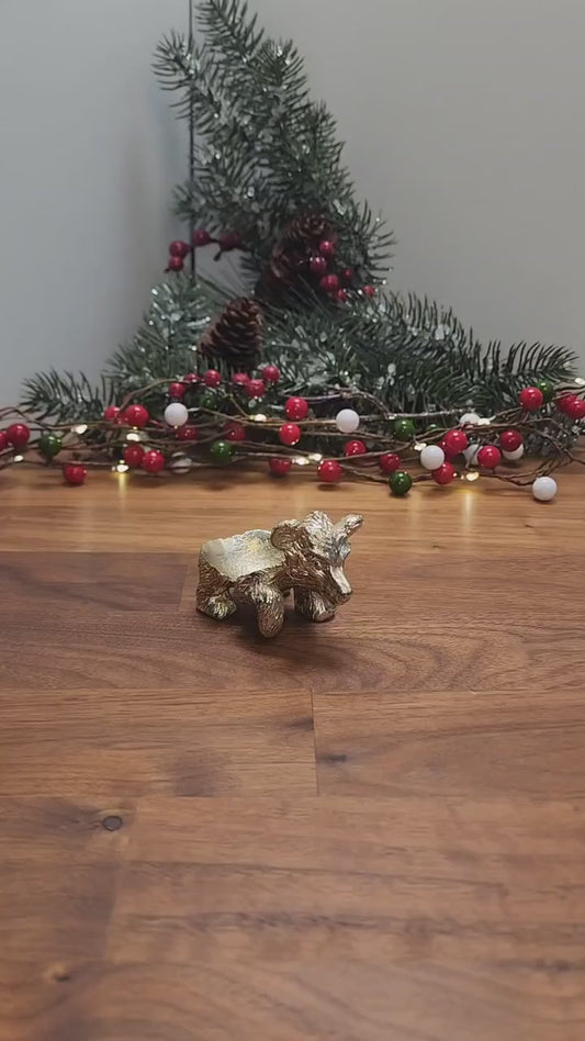 Nature-Inspired Gold Bear Sphere Stand (Fits Crystal Balls up to 60mm)