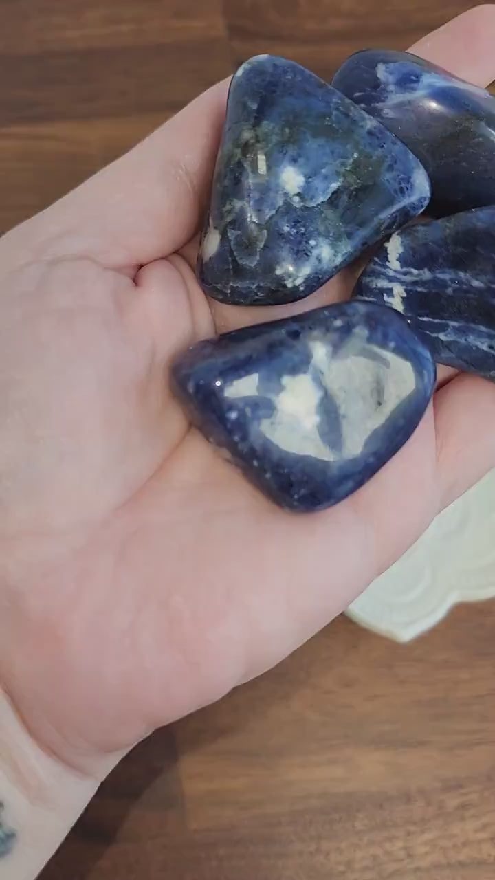 Sodalite Tumbles | Large | Mermaid Crystal Confetti Add On | Ocean Mix | Bright Royal Blue Tumble | Intuitively Chosen