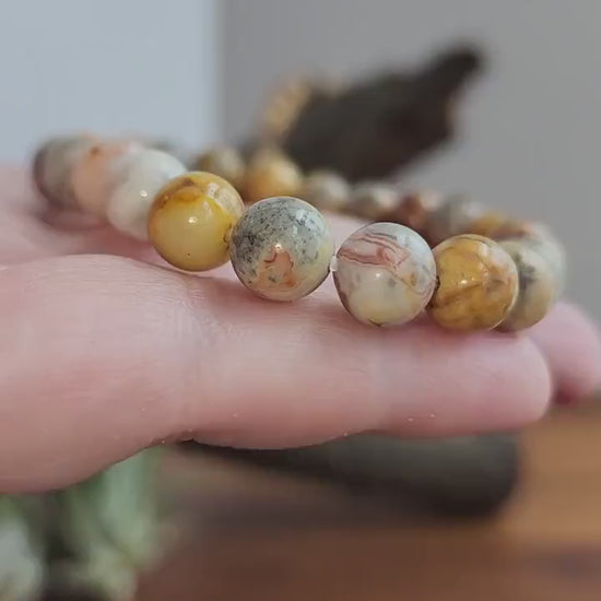 Crazy Lace Agate Bracelet | Mexican Lace | Stretchy with 8MM Beads | Intuitively Chosen