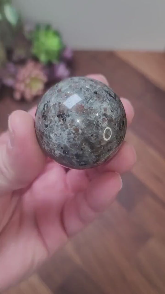 UV Reactive Yooperlite Sphere | 48 MM | Black Gray and Brown | Only 1 Available