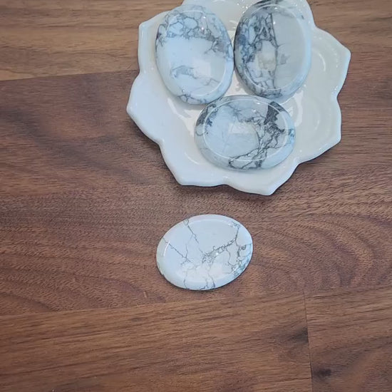 Howlite Worry Stone: Calming White Crystal (Pocket Size Fidget)