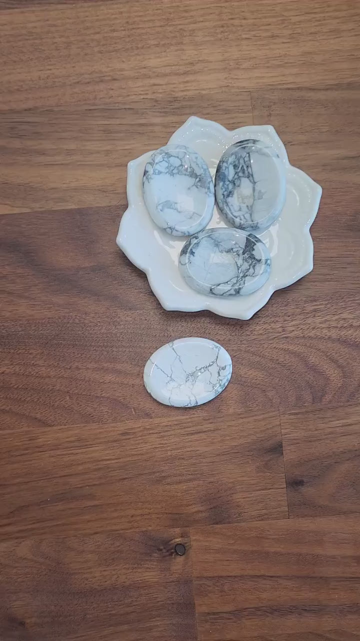 Howlite Worry Stone: Calming White Crystal (Pocket Size Fidget)