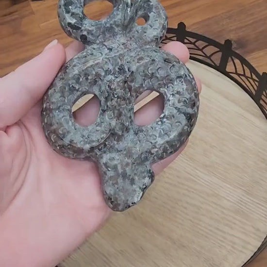 Inv - Yooperlite Snake: UV Reactive Crystal Serpent, Gothic Spooky Decor