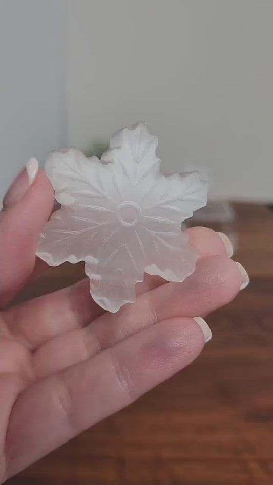 Selenite Snowflake | Crystal Snowflakes | White Selenite Material | Winter Solstice | Intuitevely Chosen
