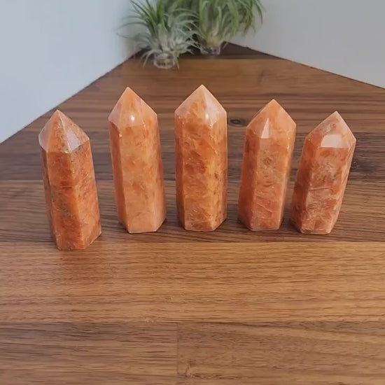 Orange Sunstone Crystal Point: Gold Flecks, Intuitively Chosen