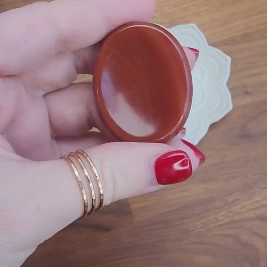 Carnelian Worry Stone: Scarlet Fidget Crystal for Anxiety, ADHD