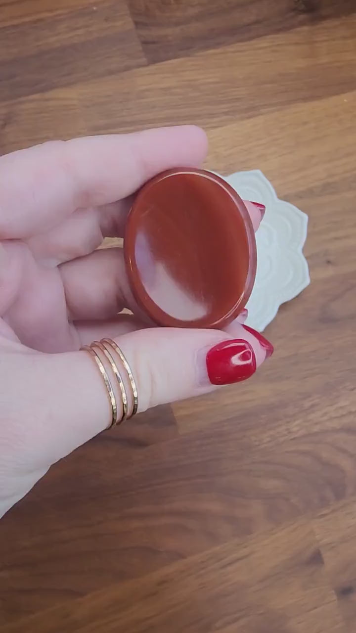 Carnelian Worry Stone: Scarlet Fidget Crystal for Anxiety, ADHD