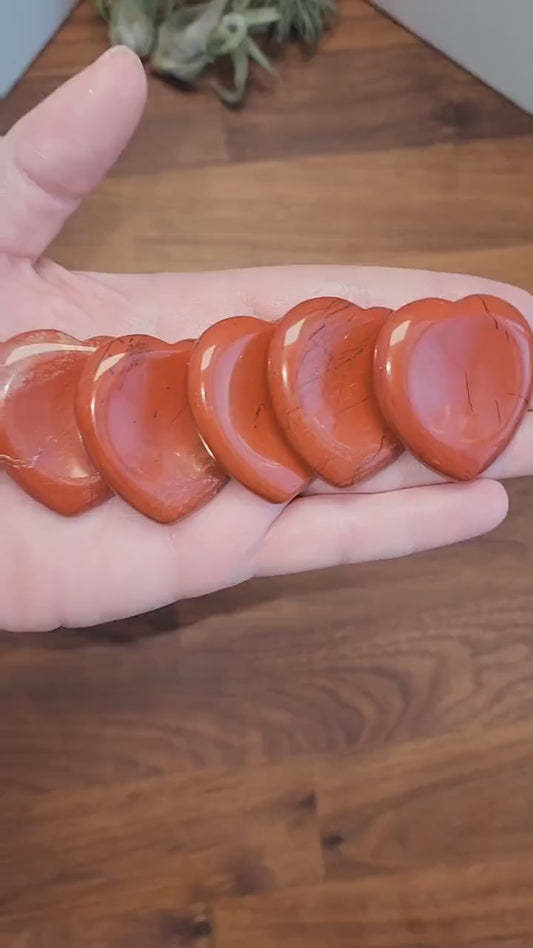 Red Jasper Heart Worry Stone: Pocket Fidget Crystal (1.56")
