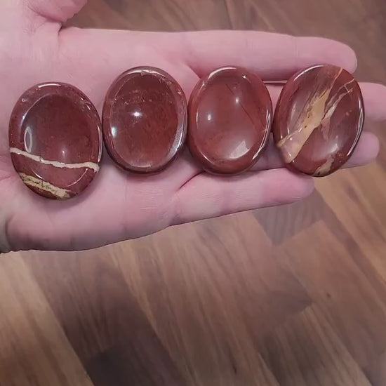 Red Jasper Worry Stone: Brecciated Crystal Fidget (1.9")
