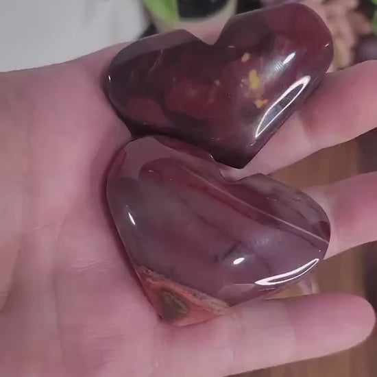 Inv - Heart-Shaped Mookaite Crystal: Red and Pink (2.5 Inches)