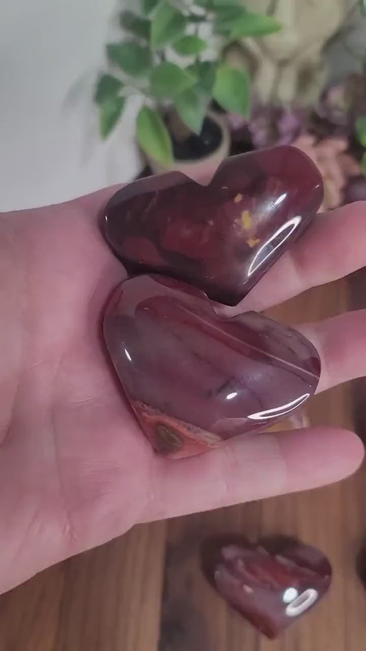 Inv - Heart-Shaped Mookaite Crystal: Red and Pink (2.5 Inches)