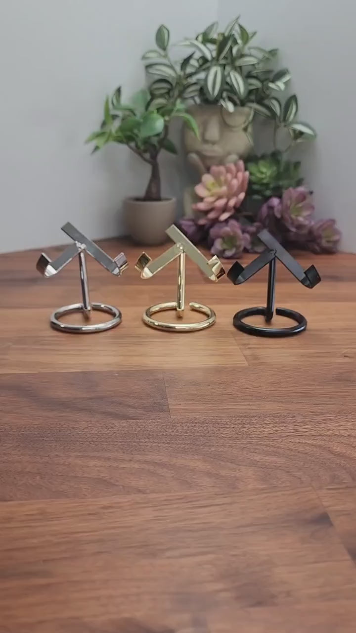 Crystal Heart Display Stand | Metal Specimen Holder | Silver, Gold or Black | Large, Medium & Standard Sizes Available | Intuitively Chosen