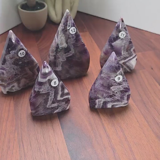 Amazing Amethyst Flame Crystal Carving Purple White and Gray