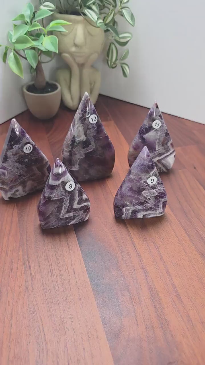Amazing Amethyst Flame Crystal Carving Purple White and Gray