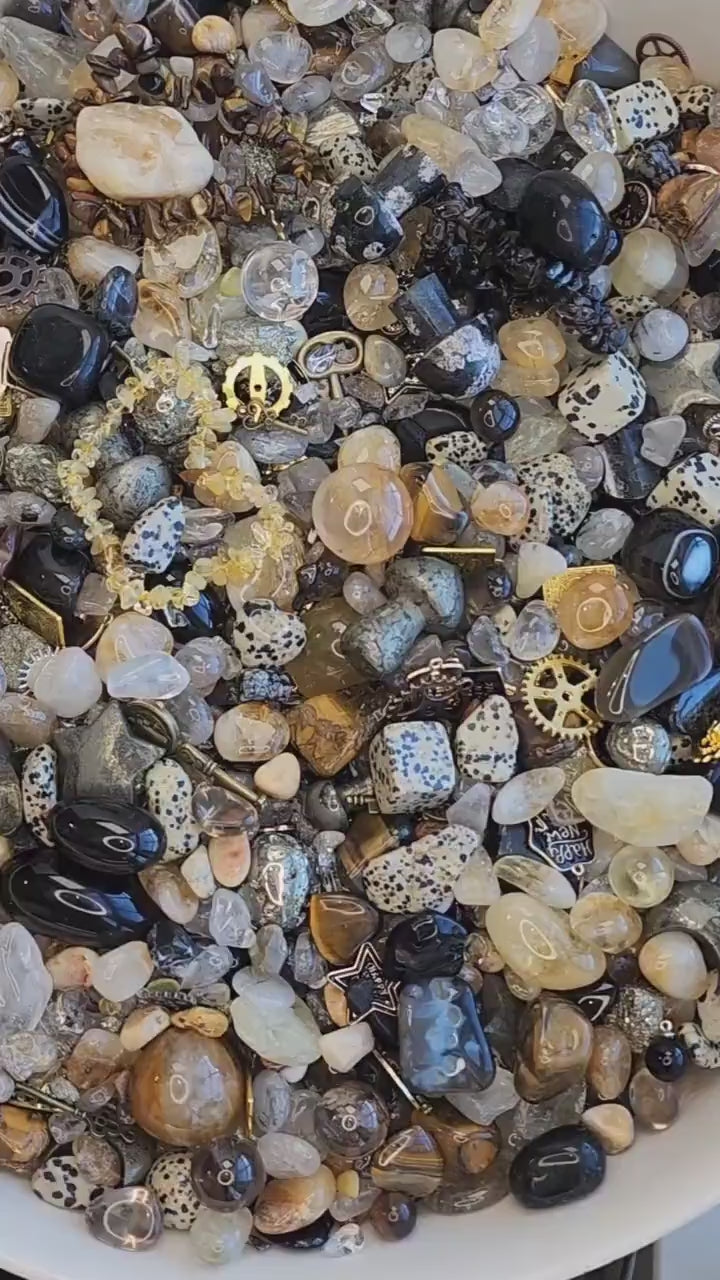 Crystal Confetti Scoop: Gold, Citrine, Obsidian, Quartz Mix