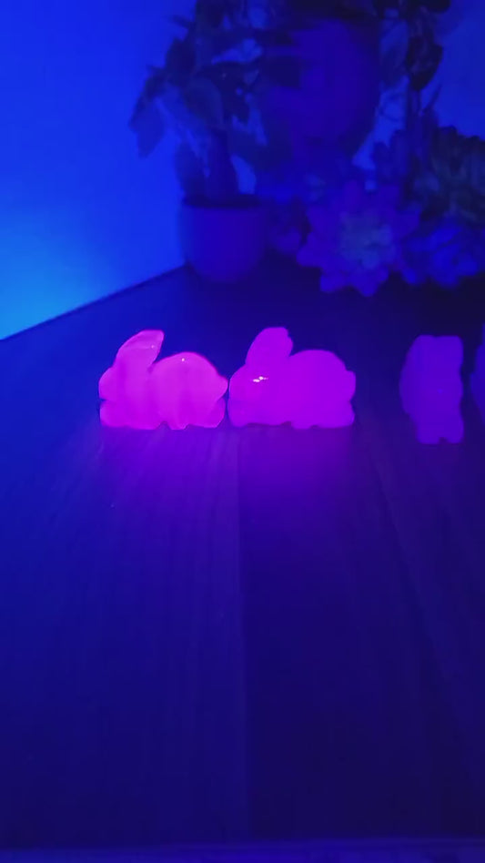 Pink Mangano Calcite Rabbit | Size | Neon Pink UV Reaction | Bunny | Intuitively Chosen