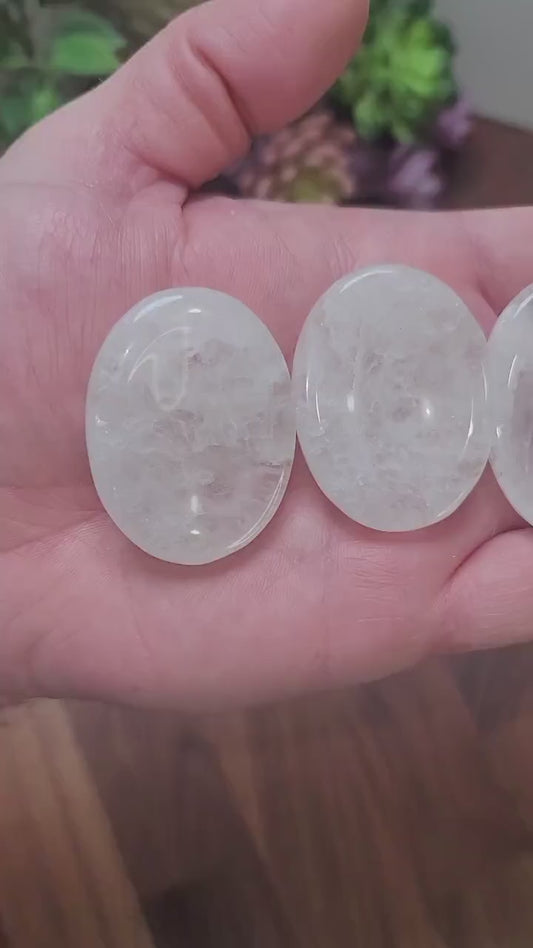 Worry Stone: Clear Quartz Crystal for Fidgeting (1.9 Inch Pocket Size)