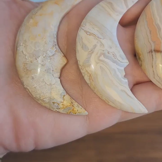 Crazy Lace Agate Moon Crystal: Choose Your Carved Crescent Moon