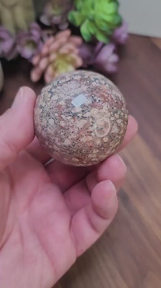 Leopardite Sphere: Leopard Skin Jasper Crystal (59 MM)