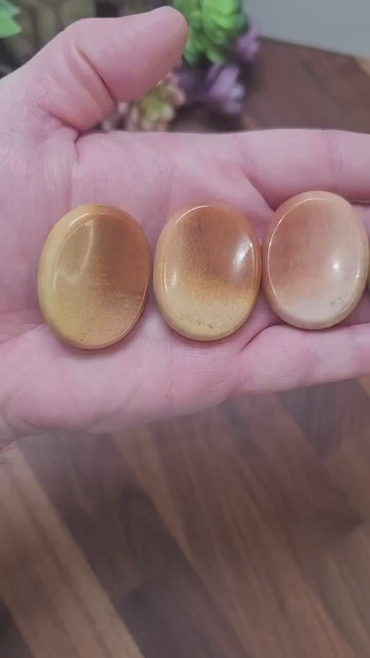 Ombre Peach Aventurine Worry Stone: Sensory Fidget, Calming Gift