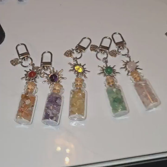 Crystal Chips Charm | Keychain or Bag Clips for Purse or Bookbag in Chakra colors | Stocking Stuffers | Small Unique Gifts for Teens & Women