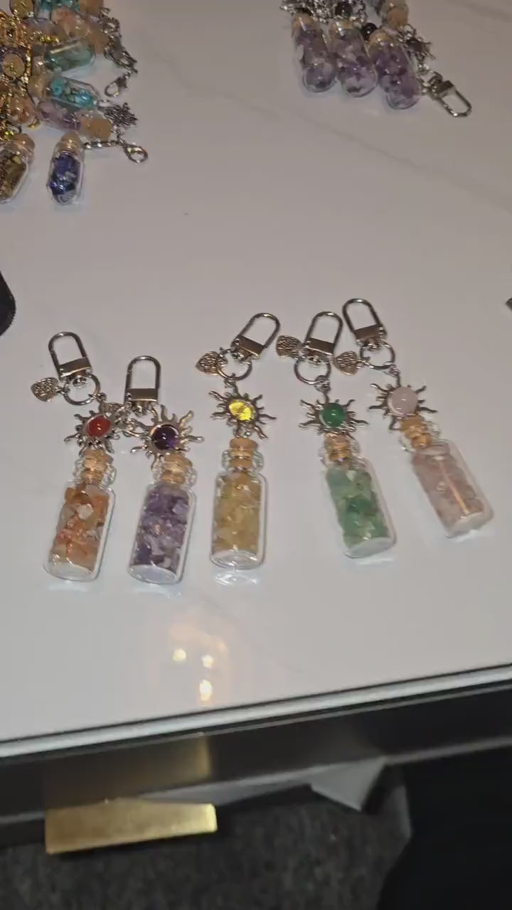 Crystal Chips Charm | Keychain or Bag Clips for Purse or Bookbag in Chakra colors | Stocking Stuffers | Small Unique Gifts for Teens & Women