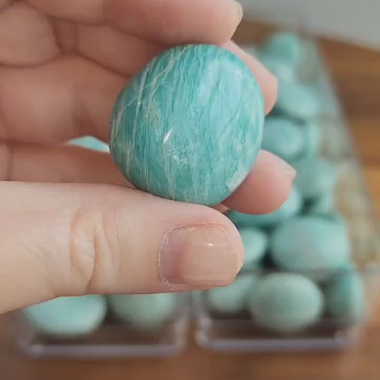 Amazonite Palm Stones | Mini Palms | Flashy Blue Green Microcline Feldspar | Intuitively Chosen