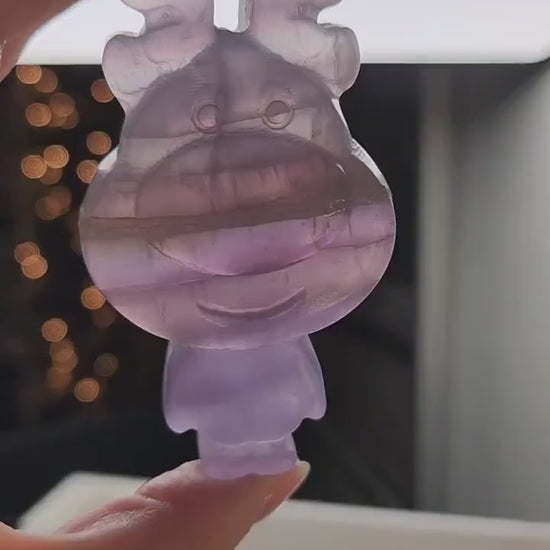 Fluorite Rudolph Crystal Carving: Purple or Green Reindeer